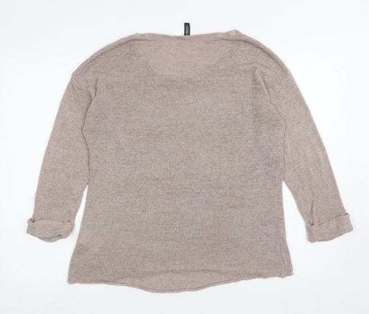 Womens UK Size S Divided Brown Pullover Jumper
