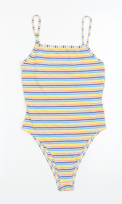 New Look Womens Multicoloured Striped Polyester Leotard One-Piece Size 8 L10 in Snap