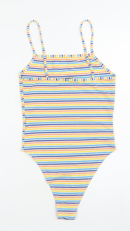 New Look Womens Multicoloured Striped Polyester Leotard One-Piece Size 8 L10 in Snap