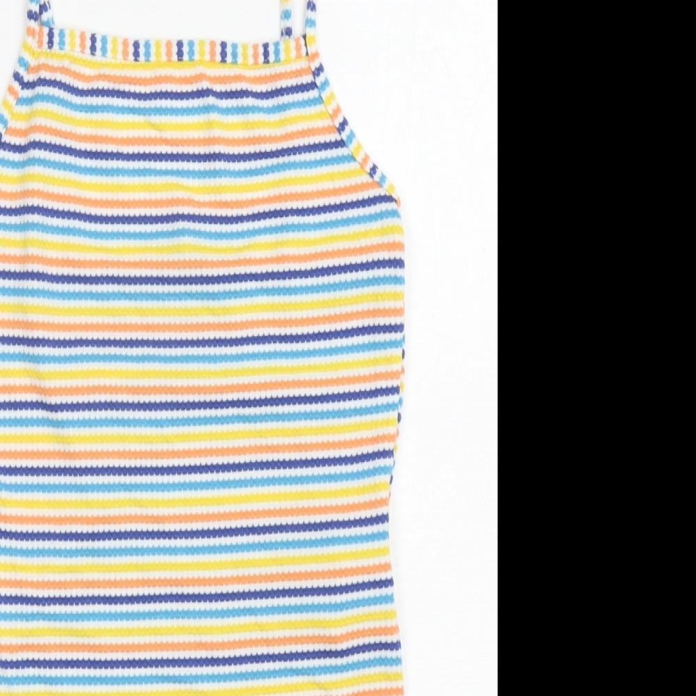 New Look Womens Multicoloured Striped Polyester Leotard One-Piece Size 8 L10 in Snap