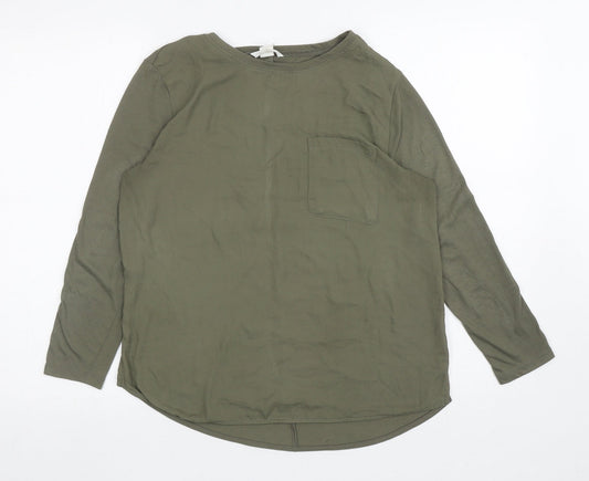Womens UK Size S H&M Green Basic T-Shirt
