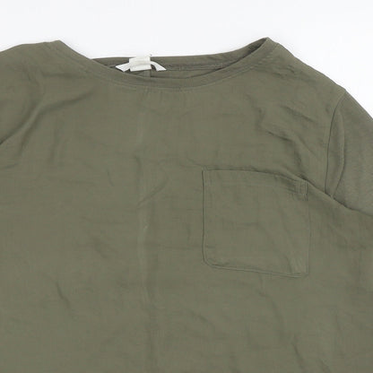 Womens UK Size S H&M Green Basic T-Shirt