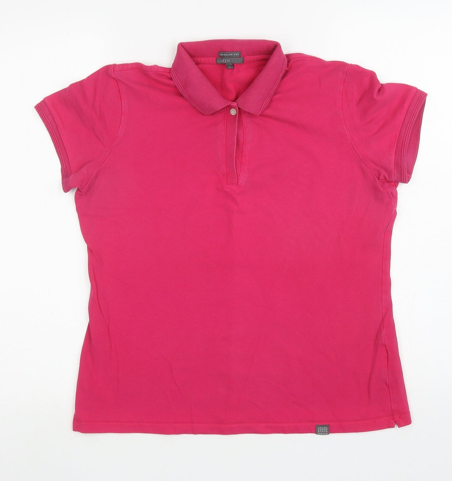 Geox Womens Pink Cotton Basic Polo Size L Collared
