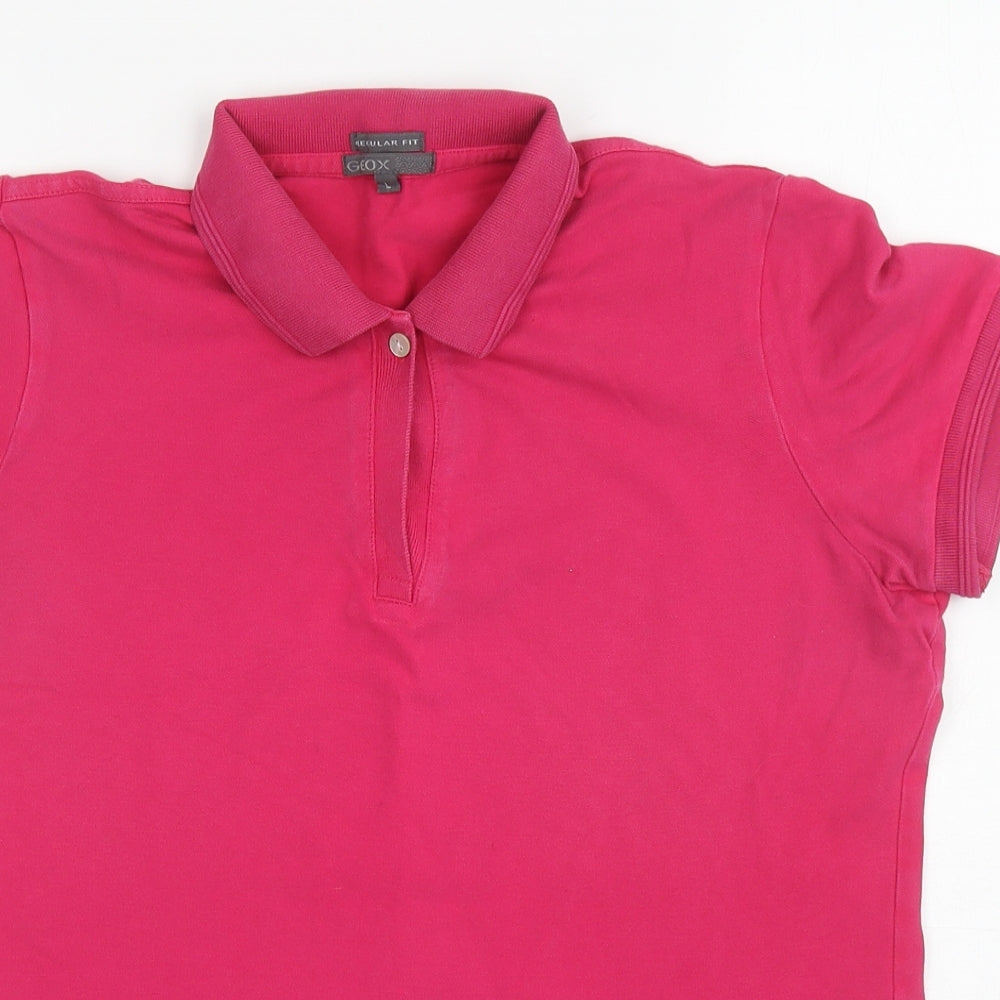 Geox Womens Pink Cotton Basic Polo Size L Collared