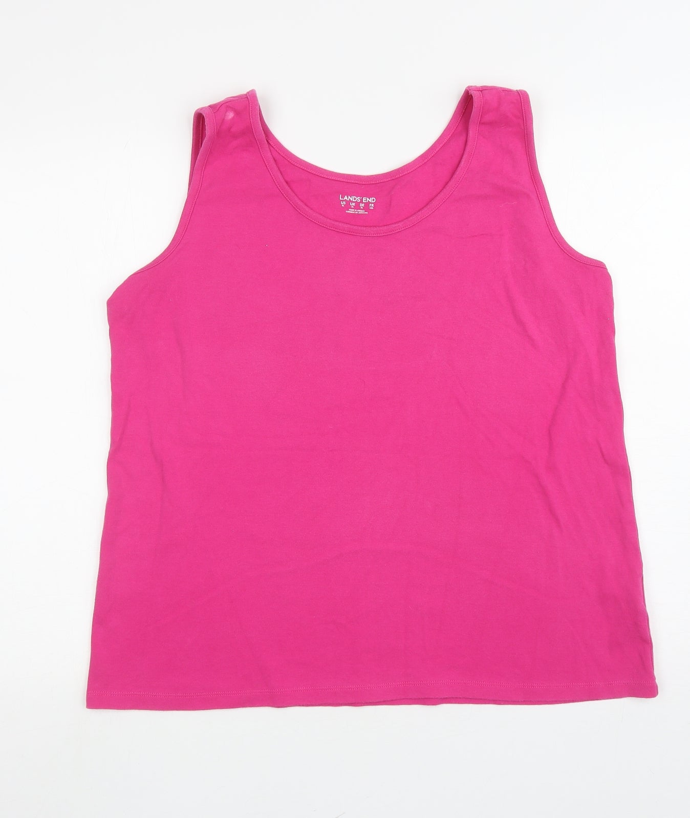 Lands' End Womens Pink Cotton Basic Tank Size XL Scoop Neck