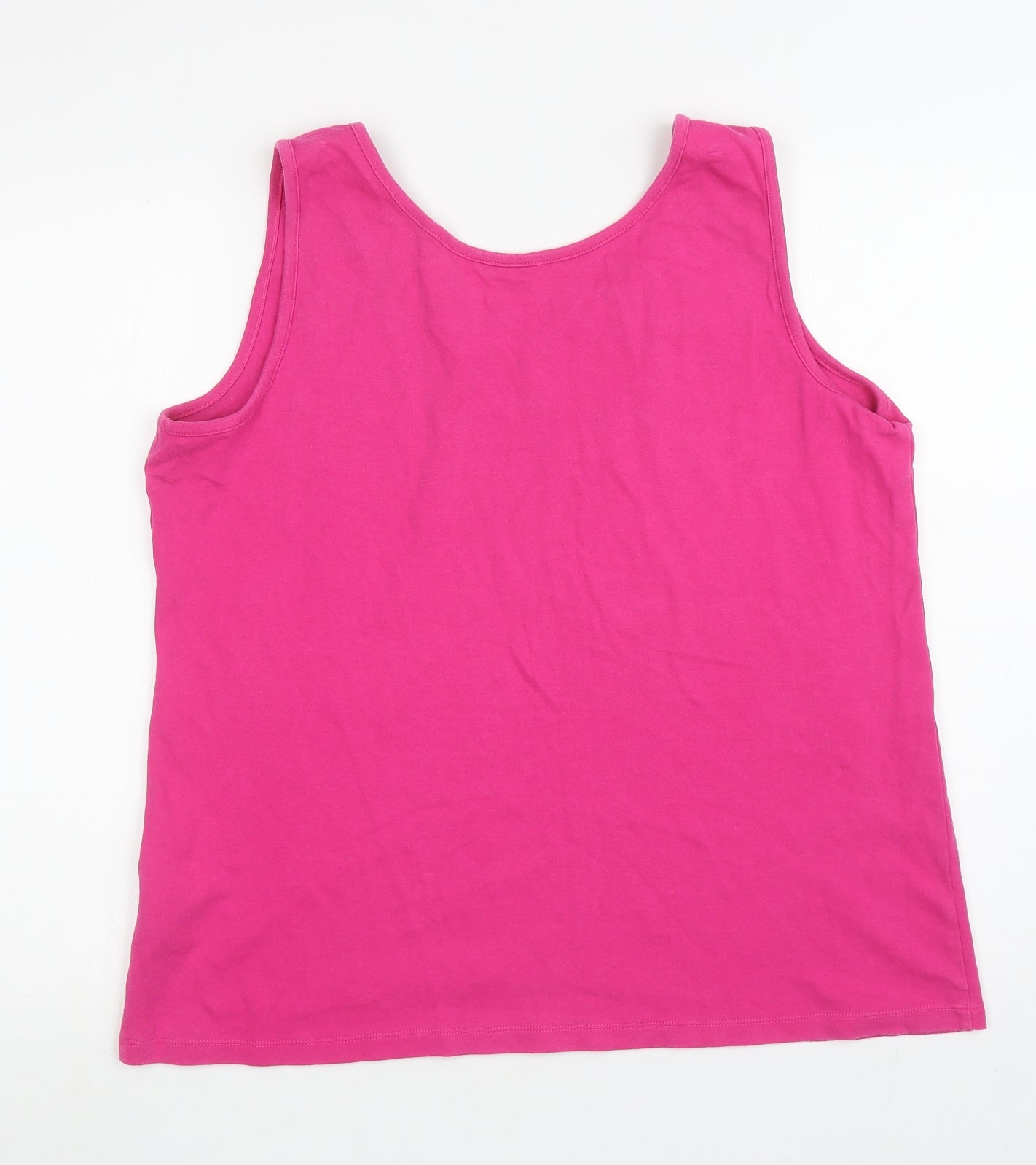 Lands' End Womens Pink Cotton Basic Tank Size XL Scoop Neck