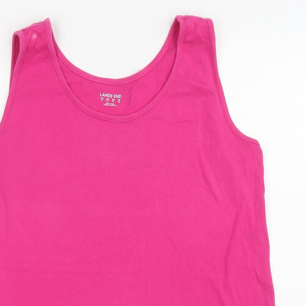 Lands' End Womens Pink Cotton Basic Tank Size XL Scoop Neck
