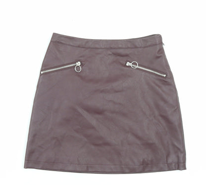 Primark Womens Purple Polyurethane A-Line Skirt Size 8 Zip