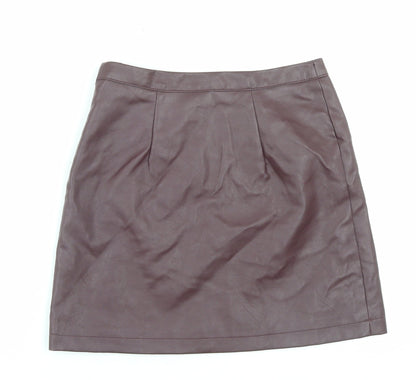 Primark Womens Purple Polyurethane A-Line Skirt Size 8 Zip