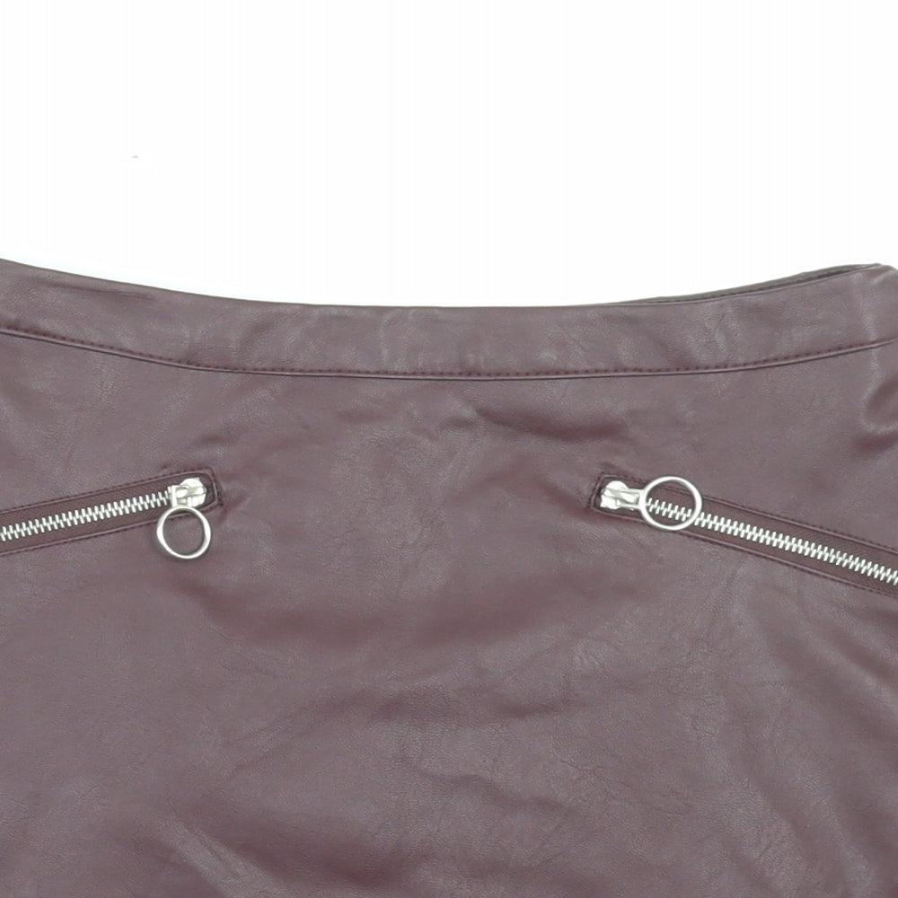 Primark Womens Purple Polyurethane A-Line Skirt Size 8 Zip