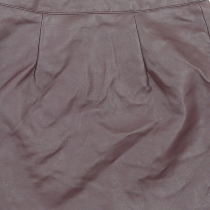 Primark Womens Purple Polyurethane A-Line Skirt Size 8 Zip