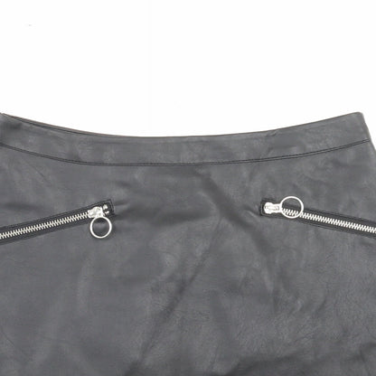 Primark Womens Black Polyurethane A-Line Skirt Size 8 Zip