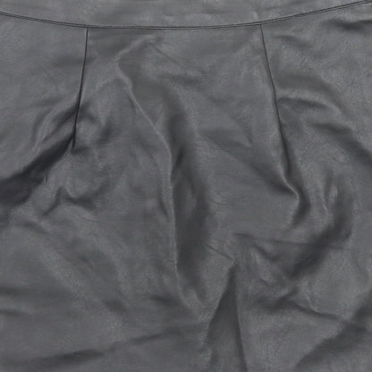 Primark Womens Black Polyurethane A-Line Skirt Size 8 Zip