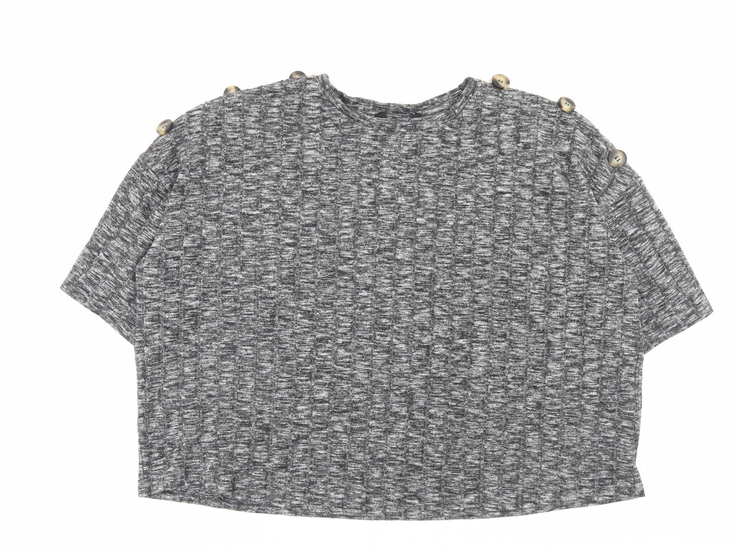 F&F Womens Grey Viscose Cropped T-Shirt Size 22 Crew Neck