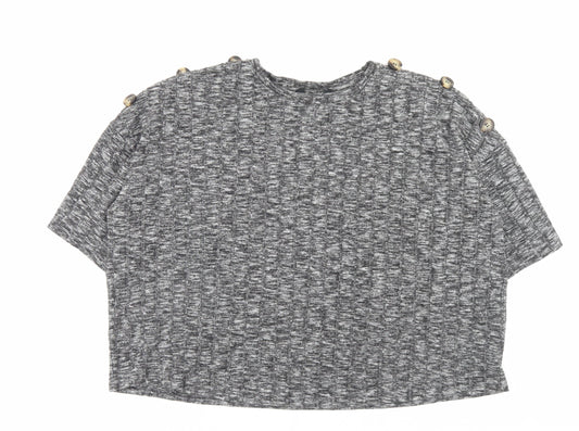 F&F Womens Grey Viscose Cropped T-Shirt Size 22 Crew Neck