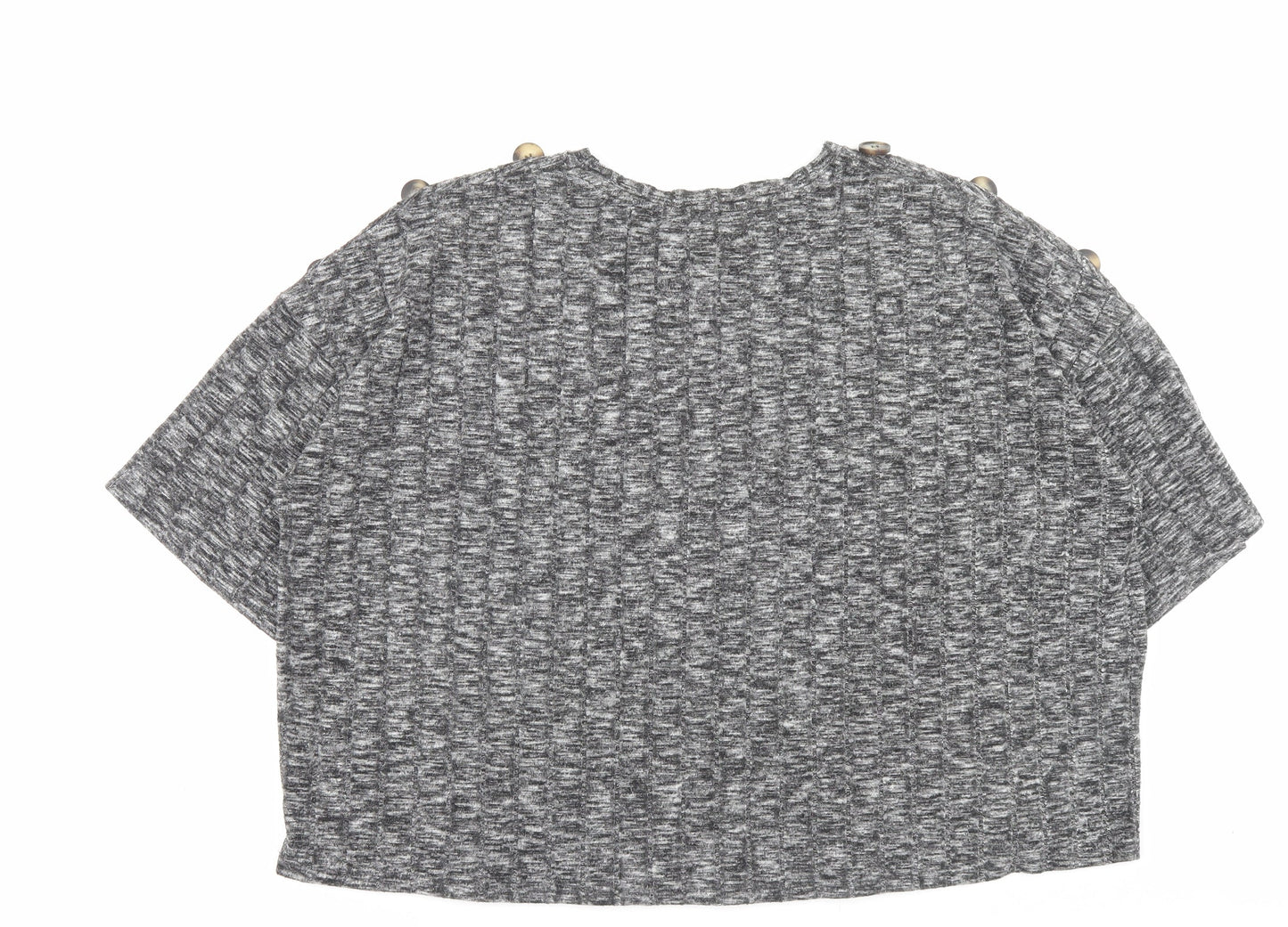 F&F Womens Grey Viscose Cropped T-Shirt Size 22 Crew Neck