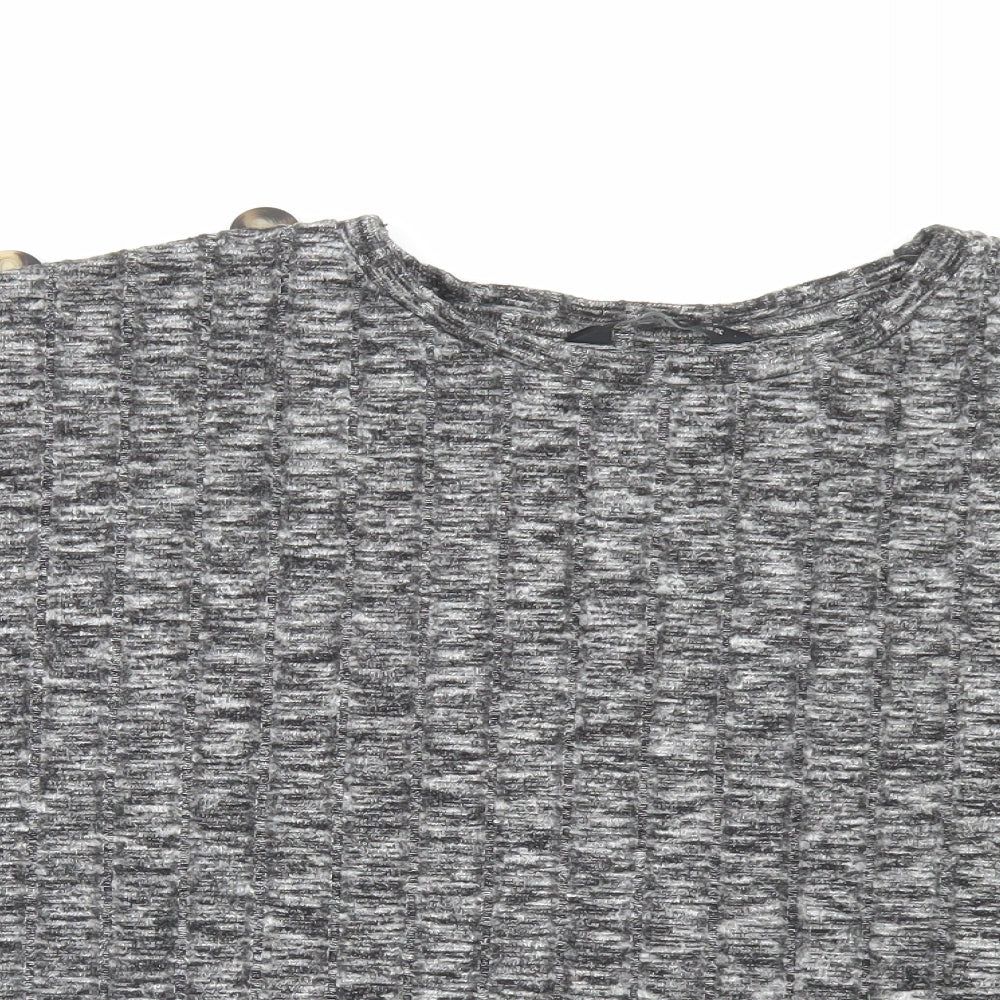 F&F Womens Grey Viscose Cropped T-Shirt Size 22 Crew Neck