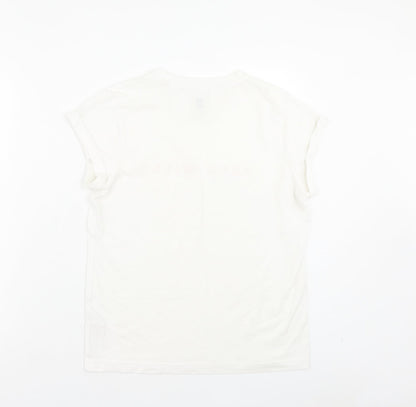Jack Wills Womens White Polyester Basic T-Shirt Size 6 Crew Neck