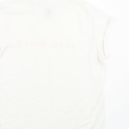 Jack Wills Womens White Polyester Basic T-Shirt Size 6 Crew Neck