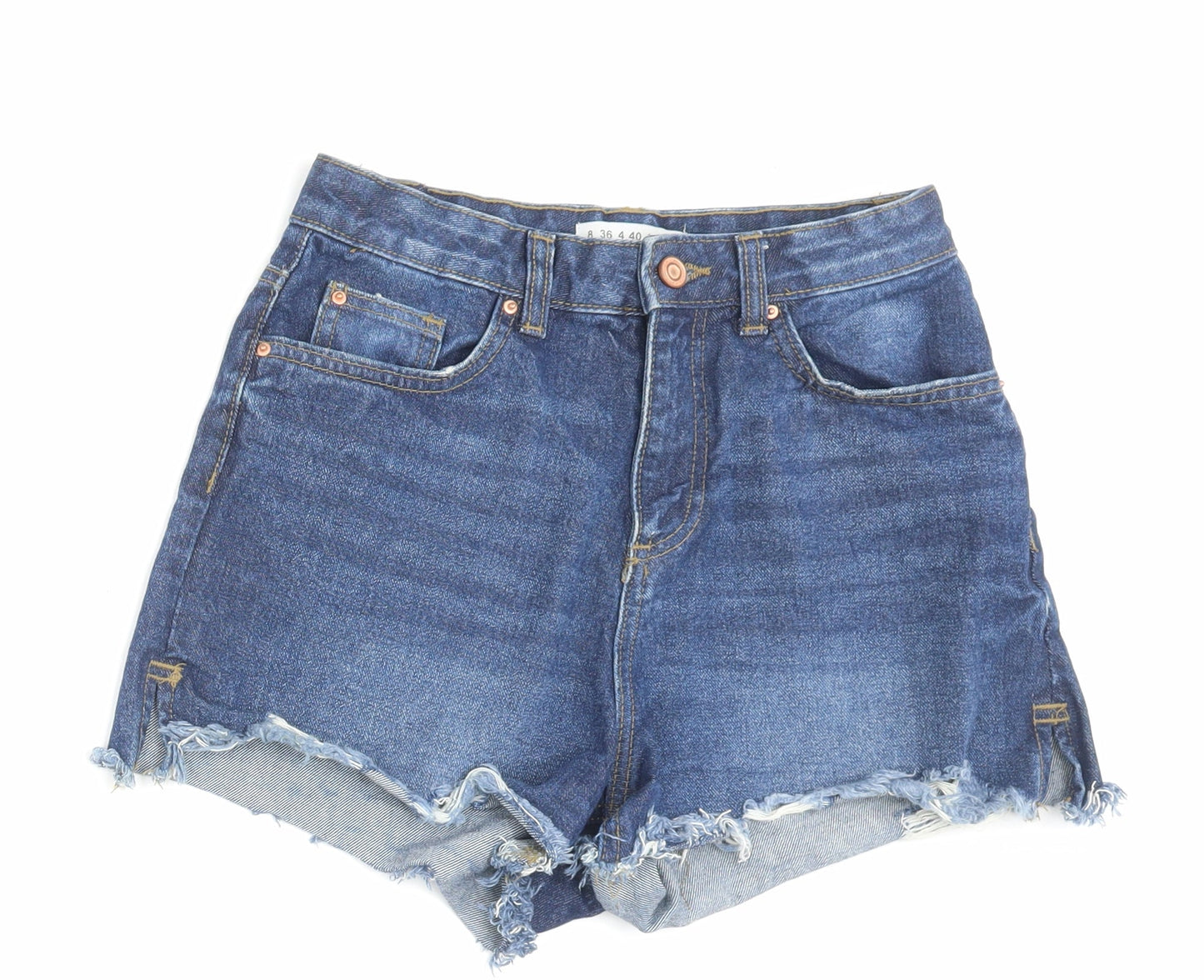Denim & Co. Womens Blue Cotton Boyfriend Shorts Size 8 L3 in Regular Button