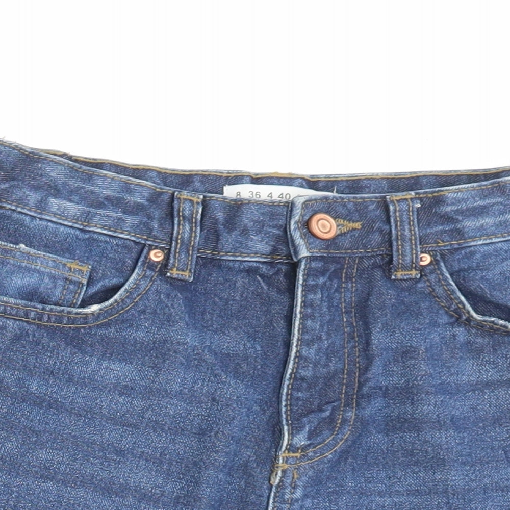 Denim & Co. Womens Blue Cotton Boyfriend Shorts Size 8 L3 in Regular Button