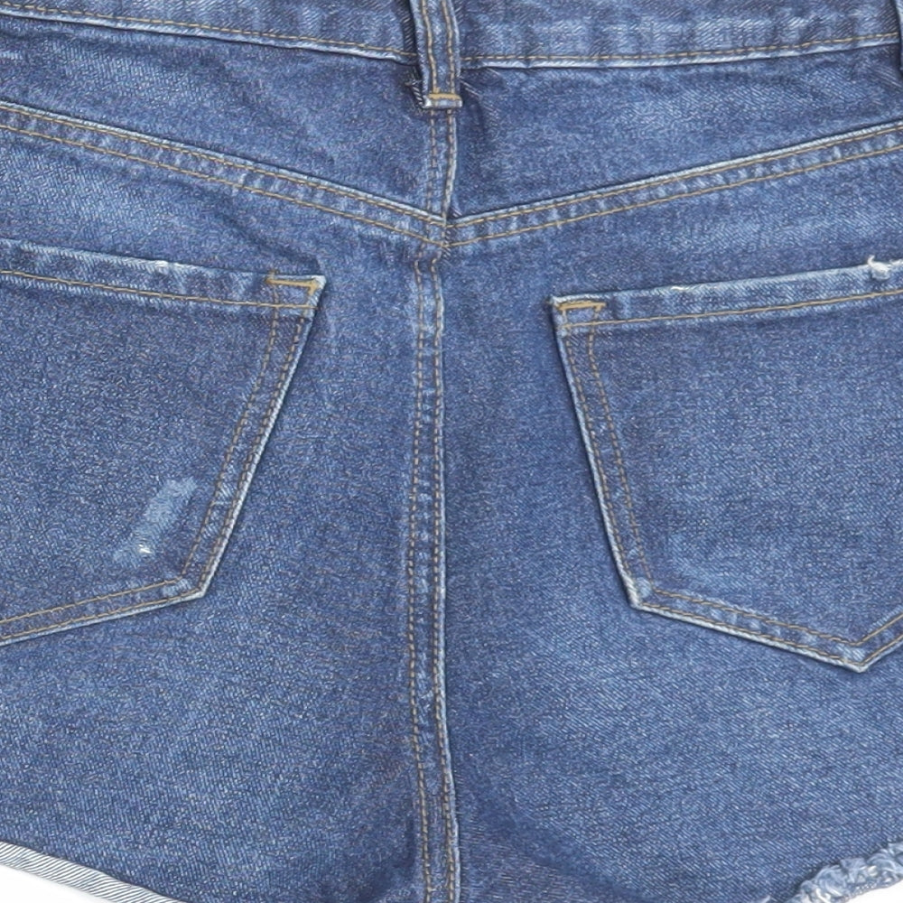 Denim & Co. Womens Blue Cotton Boyfriend Shorts Size 8 L3 in Regular Button