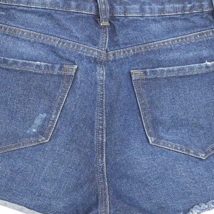 Denim & Co. Womens Blue Cotton Boyfriend Shorts Size 8 L3 in Regular Button