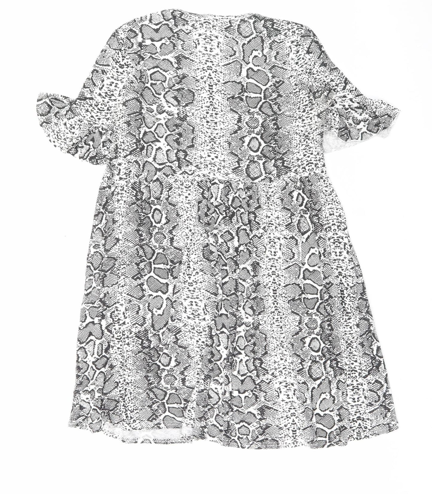 Boohoo Womens Grey Animal Print Viscose A-Line Size 12 Crew Neck Pullover - Snake Print