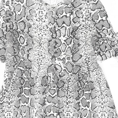 Boohoo Womens Grey Animal Print Viscose A-Line Size 12 Crew Neck Pullover - Snake Print