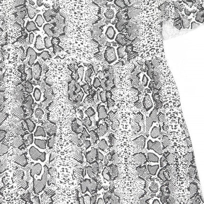 Boohoo Womens Grey Animal Print Viscose A-Line Size 12 Crew Neck Pullover - Snake Print