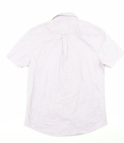 Primark Mens Purple Cotton Button-Up Size L Collared Button