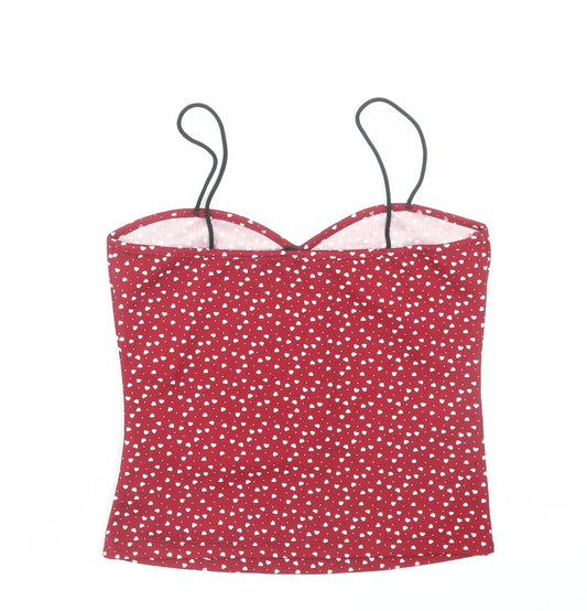 SheIn Womens Red Geometric Polyester Camisole Tank Size S Sweetheart - Heart Pattern