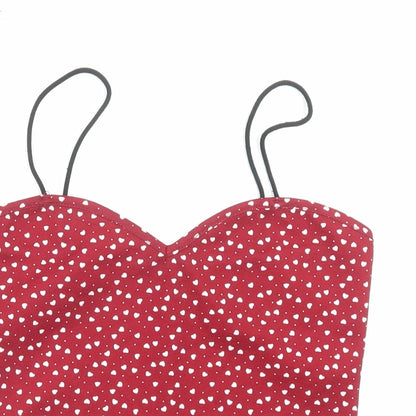 SheIn Womens Red Geometric Polyester Camisole Tank Size S Sweetheart - Heart Pattern