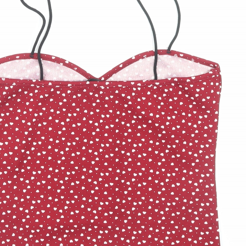 SheIn Womens Red Geometric Polyester Camisole Tank Size S Sweetheart - Heart Pattern