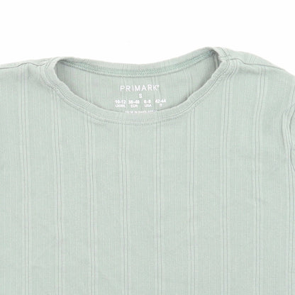 Primark Womens Green Cotton Cropped T-Shirt Size S Crew Neck - Lettuce Edging