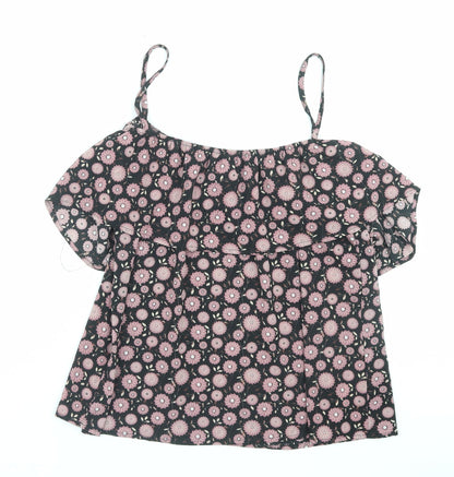 Womens UK Size 14 Apricot Purple Basic Blouse