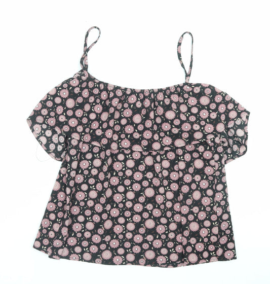 Womens UK Size 14 Apricot Purple Basic Blouse