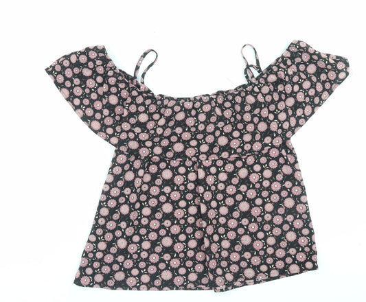 Womens UK Size 14 Apricot Purple Basic Blouse