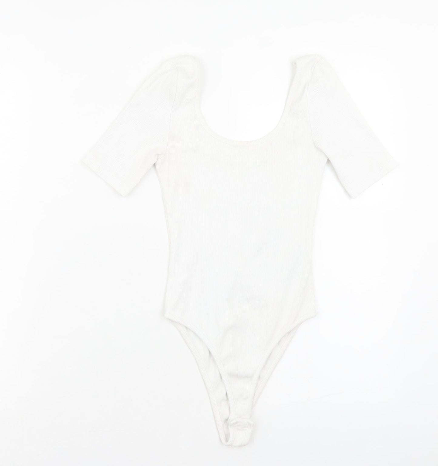 New Look Womens White Cotton Bodysuit One-Piece Size 6 Pullover