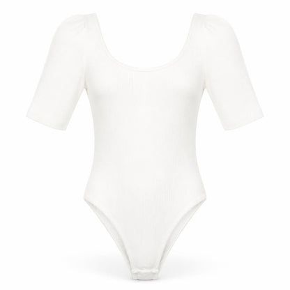 New Look Womens White Cotton Bodysuit One-Piece Size 6 Pullover