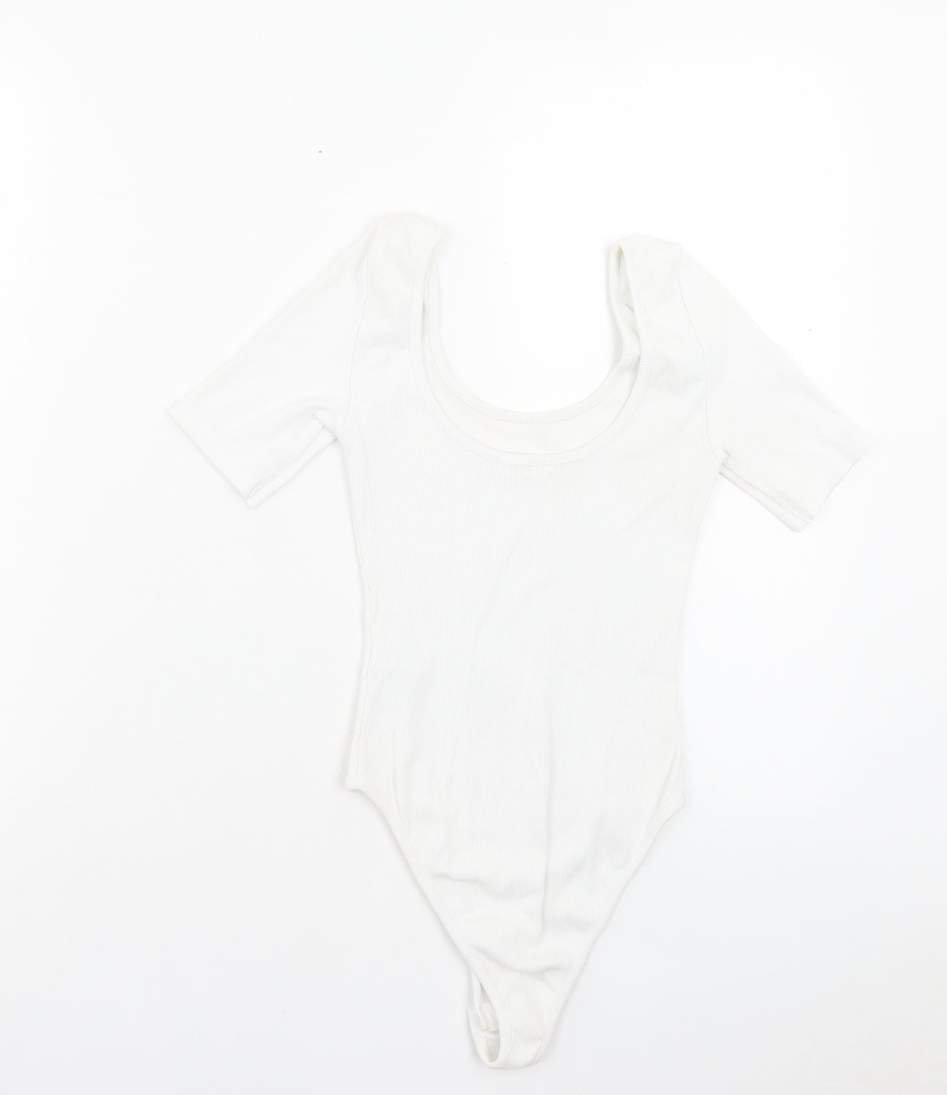 New Look Womens White Cotton Bodysuit One-Piece Size 6 Pullover