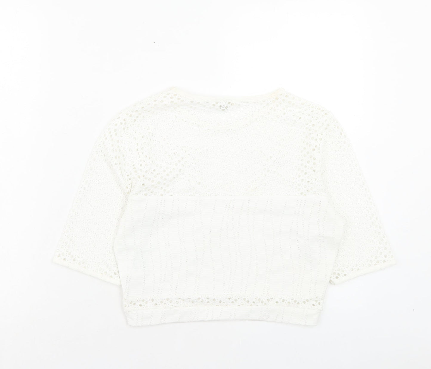 Womens UK Size 10 River Island White Cropped T-Shirt