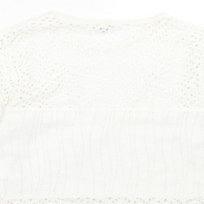 Womens UK Size 10 River Island White Cropped T-Shirt