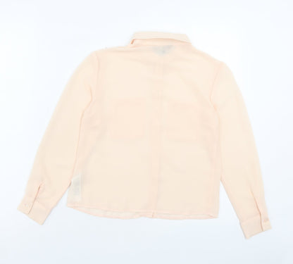 New Look Girls Pink Polyester Basic Button-Up Size 11 Years Collared Button