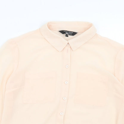 New Look Girls Pink Polyester Basic Button-Up Size 11 Years Collared Button