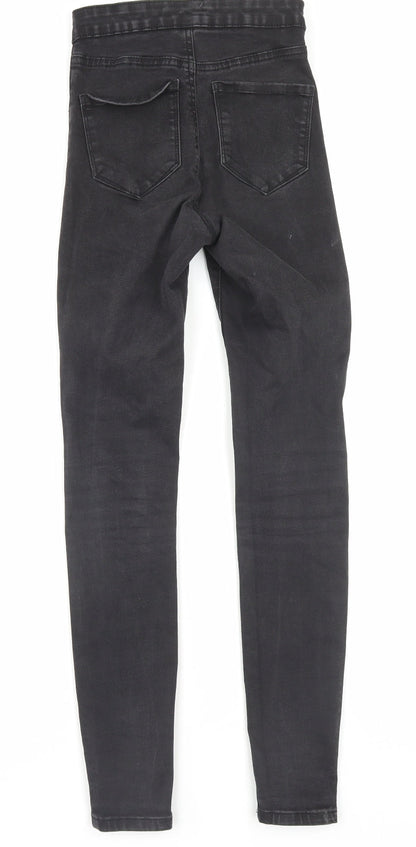 Denim & Co. Womens Black Cotton Skinny Jeans Size 6 L28 in Regular Button