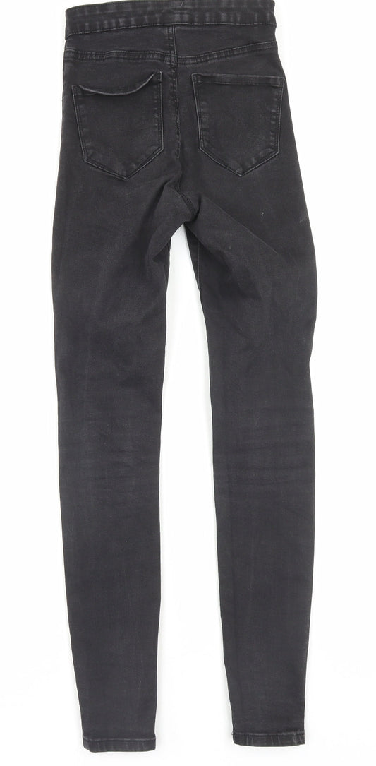 Denim & Co. Womens Black Cotton Skinny Jeans Size 6 L28 in Regular Button