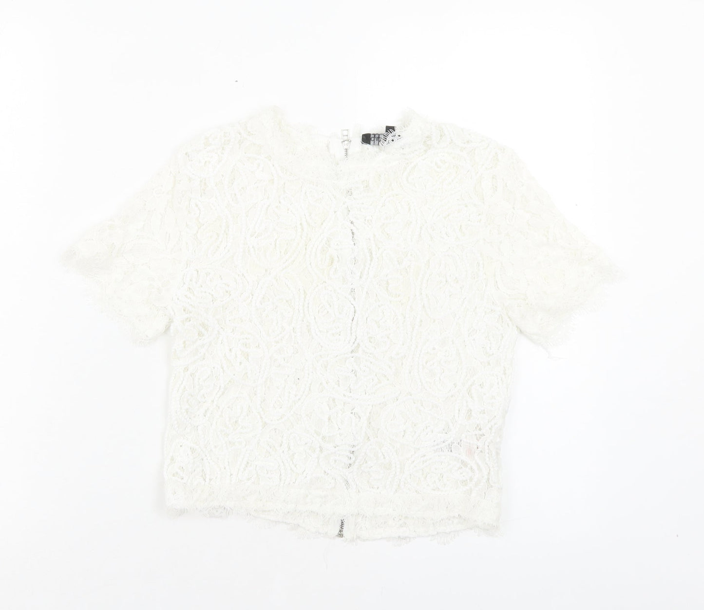 Womens UK Size 6 Cameo Rose White Cropped T-Shirt