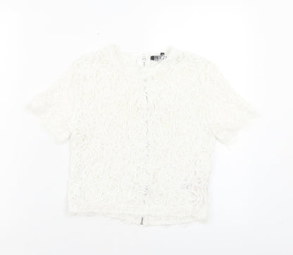 Womens UK Size 6 Cameo Rose White Cropped T-Shirt