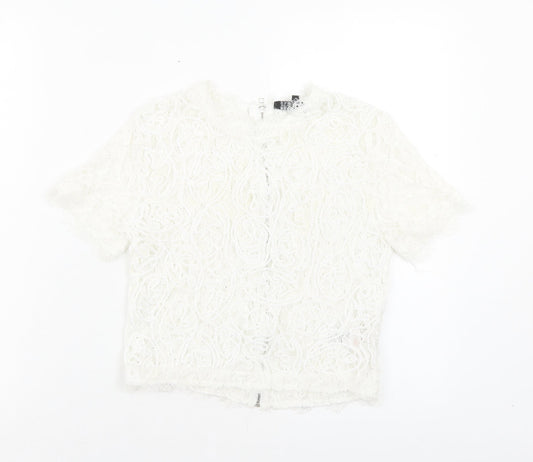 Womens UK Size 6 Cameo Rose White Cropped T-Shirt